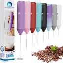 Powerful Milk Frother Handheld Foam Maker, Mini Whisk Drink Mixer for Coffee, Cappuccino, Latte, Matcha, Hot Chocolate, No Stand, Light Purple