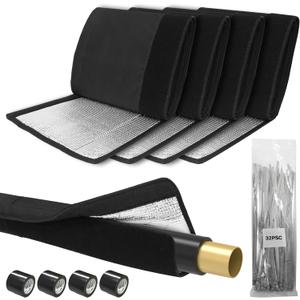 4Pack HVAC Copper Pipe Insulation Cover, 600D Oxford, 72x10.2 in , AC Pipe Insulation Outdoor Wrap,Flexible Copper Line Insulation Sleeve for Central Air Conditioning Mini Splits