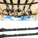 Fishing Rod Holder Rack, 2-Pack Adjustable Set Secure 4-Rod Carrier with Belt Straps for Vehicle Transport Universal Pole Holster Mount for Car, SUV, Van, and Truck Interiors (Black)