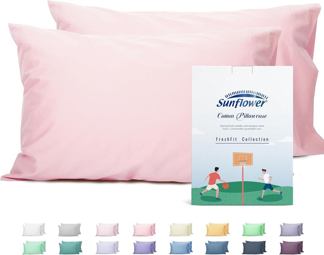 Sunflower King Pillowcases Set of 2, 100% Cotton King Pillow Cases 2, 2040 inches Dark Pink, Soft and Breathable