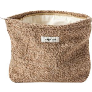 RSRSLEII Travel Woven Tweed Makeup Bag,Aesthetic Portable Cosmetic Bag with Zipper,Makeup Pouch with Canvas Lining,Cute Vintage Travel Toiletry Bag,Car Storage Bag for Women and Girls (04Brown Tweed)