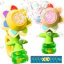 2 Pack Rechargeable Flower Bubble Guns for Kids W/LED Lights & 10 Refill Solutions, Fun Swing Dance Bubble Maker Machine Blower Blaster Toys,Outdoor Summer Play, Easter, Birthday Party Favors & Gifts