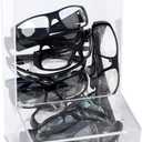 Inevibe Safety Glasses Dispenser With Two Lids - Dustproof Acrylic Bin Holder for Protective Eyewear Goggles Used in Industrial, Factory and Lab Settings, Wall Mount or Countertop