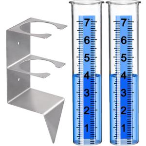 Rain Gauge,Rain Gauges Outdoors Best Rated with Stainless Steel Mounting Rack Holder,Freeze Proof Plastic Replacement Tube,Large Numbers,Rain Measure Gauge for Yard Garden Fence Lawn Patio Farm (7")