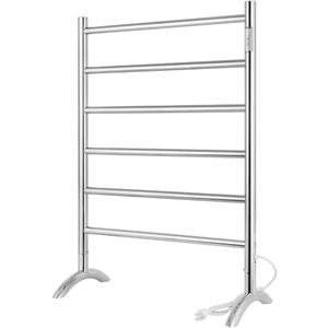 Freestanding Towel Warmer 6 Bars Plug-in Option 3 Working Modes Mirror Polished Stainless Steel 24W 34H