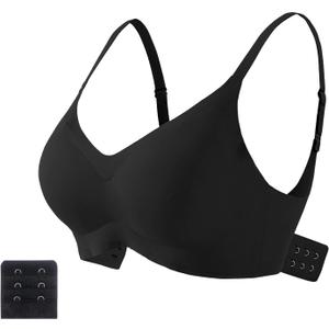 Wirefree Bras for Women, Super Soft Lightly Lined Comfort Bra Smoothing Seamless Stretch Bra with Extender 2 Hook, 