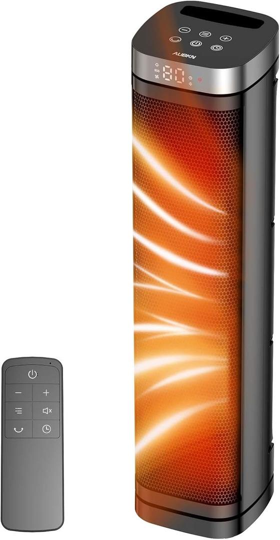 Portable Space Heater, 1500W Ceramic Heating Fan with Thermostat, Remote Control, 3 Heating Modes, 70 Oscillation, Ideal for Office, Home, and Bedroom Use