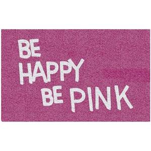 KRHFG Pink Door Mat, Be Happy Be Pink Inspirational Doormat Bathmat for Home Bathroom Indoor Outdoor Entrance Porch, Girly Preppy Welcome Mats for Front Door Entryway, 17x30 Inches