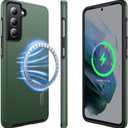 Strong Magnetic for Samsung Galaxy S21 Case Compatible with MagSafe [2024 Upgraded] [Dual Layer Heavy Duty] [Military Shockproof] Rugged Case for Samsung Galaxy S21 Phone Case Slim, Forest Green