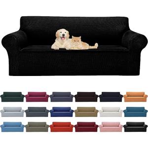 Cupuamon 2026 New Stretch Sofa Slipcovers Couch Cover for 3 Cushion Furniture Protector Sofa Covers with Elastic Bottom Jacquard Fabric Small Checks for Pets, Kids -Sofa