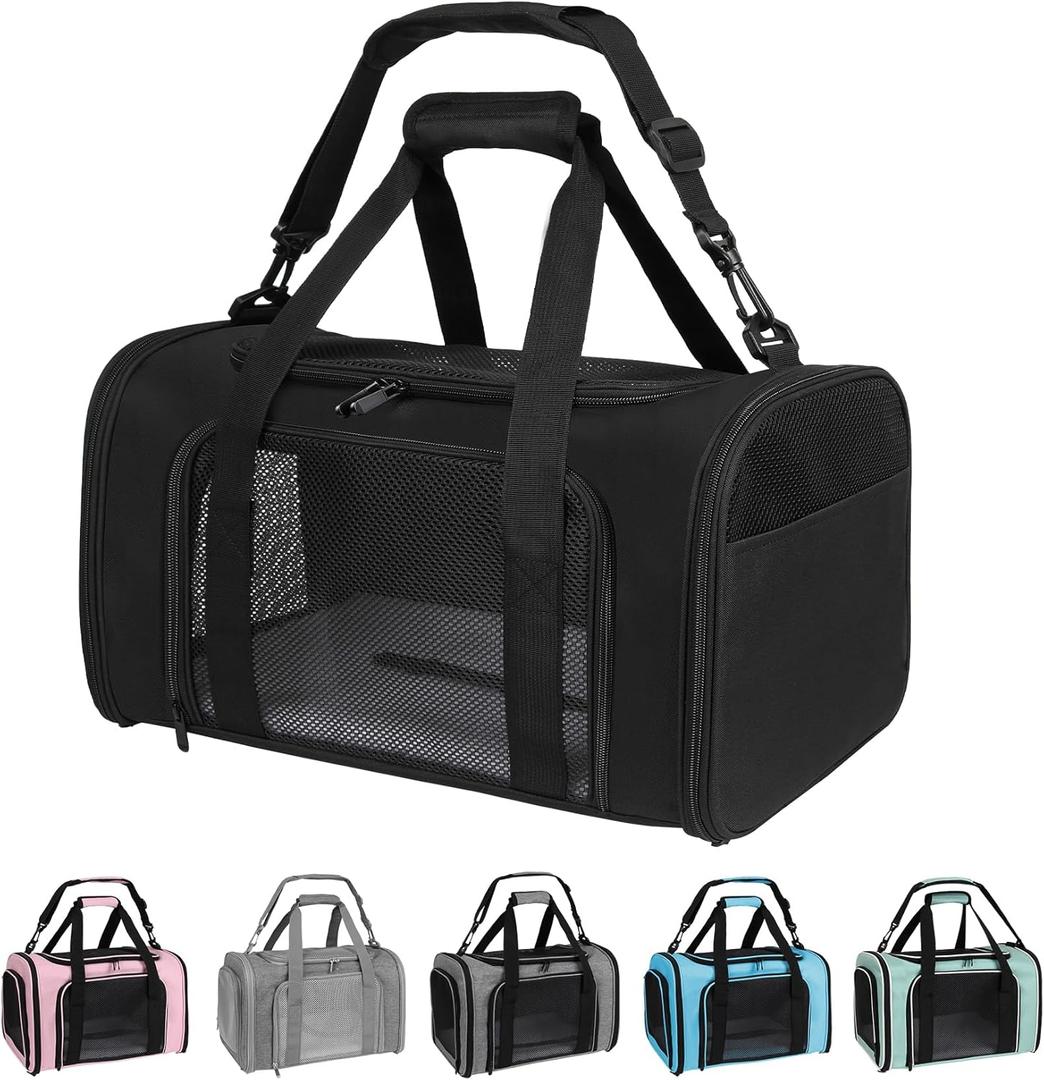 Carriers Soft-Sided Pet Carrier for Medium Large Cats Dogs Under 35Lbs,Breathable Mesh Ventilation Design,Airline Approved Cat Carrying Case(X-Large,Black) (20.0"L x 13.0"W x 13.0"H)