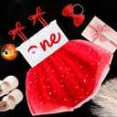 HONGTEYA Baby Girl 1st Birthday Outfit Girl First Birthday Clothes One Year Old Gifts Romper Tulle Summer Newborn Dress (9-12 Months, Red Christmas)