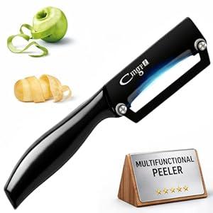 Vegetable Peeler, Premium Titanium Black Stainless Steel Potato & Fruit Peeler, Sleek One-Piece Design Kitchen Tool, Zero Snag for Kitchen