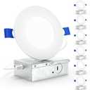 Sunco 6 Pack 4 Inch LED Recessed Lights, Slim Canless Ceiling Lighting, 650 LM, 10W (60W Equivalent), 3000K Warm White, Dimmable, Wafer Thin, Ultra Thin with Junction Box ETL