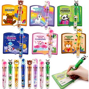 SpringFlower Valentines Day Cards, Kids Valentines Greeting Card With Colored Ballpoint Pens For Classroom School Exchange, Valentines Gift For Party Favors Prizes For Boys Girls, 24pack
