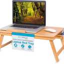 BirdRock Home Bamboo Laptop Bed Tray (Natural)| Multi-Position Adjustable Surface | Pull Down Legs | Storage Drawer