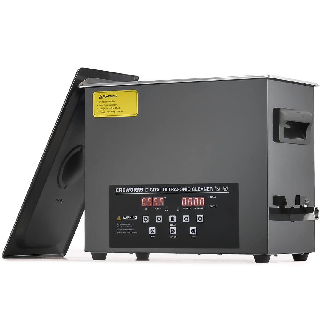 CREWORKS 6L Digital Ultrasonic Cleaning Machine with Degas and Gentle Mode, 180W Ultrasonic Cleaner Machine with Heater and Timer, 1.6 gal Ultrasound Cleaner for Retainer Jewelry Lab Tool Auto Part