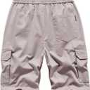 Msmsse Men's Cargo Shorts Elastic Waist Drawstring Summer Casual Cotton Work Athletic Shorts (34)