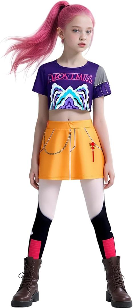 IBQ Girls Demon Singer Costume Kids 3-14 Years Pop Hunters Cosplay Outfit Set (7-8 Years/Height 47.2-51.2", Purple) IBQ Girls Demon Singer Costume Kids 3-14 Years Pop Hunters Cosplay Outfit Set (7-8 Years/Height 47.2-51.2", Purple)