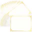 50 Sheets Certificate Paper for Printing,Gold Foil Metallic Border,8.5x11 inch Blank Award Certificate Paper,Laser & Inkjet Printer Compatible,For Office,Business Awards,School DiplomasNew Packaging