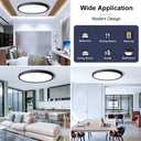 LightingWill 15.7 Inch Black Flush Mount LED Ceiling Light Fixture 32W, 6000K Daylight White, 3800LM, Flat Modern Round Closet Lighting Fixtures, Low Profile Ceiling Lamp for Bedrooms, Hallway .etc.