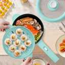 Dezin Hot Pot Electric, 2L Non-Stick Saut Pan, Rapid Noodles Cooker, Mini Portable Pot for Steak, Egg, Fried Rice, Ramen, Oatmeal, Soup with Power Adjustment & Spatula, College Dorm Room Essential