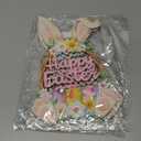 Easter Bunny Door Wreath, Wooden Spring Front Door Decor Sign - Unique Rabbit with Egg & Flower Hanging for Home Outdoor Wall, Happy Easter Gift for Family Neighbor 2 Pack