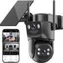 Kurain Dual Lens Solar Security Cameras Wireless Outdoor, 5G/2.4G WiFi 6, 360 View Pan/Tilt Home Security Camera with 6MP Color Night Vision, Motion Detection, Human Tracking, Spotlight Siren (Black)