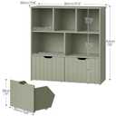 HOOBRO Toy Storage Organizer, Toy Organizers and Storage with 2 Movable Drawers and 5 Cubbies, Toy Chest Shelf for Books or Dolls, Kids Bookshelf and Toy Storage for Playroom, Green GN88CW01