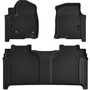 AUXKO All Weather Floor Mats Fit for 2019-2025 Chevrolet Silverado 1500 & GMC Sierra 1500 & 2020-2025 Chevy Silverado/GMC Sierra 2500HD/3500HD Crewcab with Front Bucket Seat Rear Underseat Storage