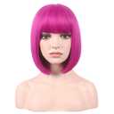 WildCos Short 12 Inches Straight Synthetic Cosplay Wig for Women (hot pink)