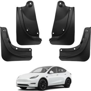 BASENOR 2025 Upgraded Tesla Model Y Mud Flaps Splash Guards Vehicle Sediment Protection No Drilling No Tape Mudflaps Tire Protector Mudflaps All Weather Tesla Exterior Accessories (Set of 4) (2020-2024 Model Y)