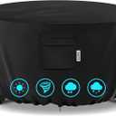 50" Round Fire Pit Cover  Heavy-Duty Waterproof Oxford, Buckle Straps, Air Vents & Drawstring  Windproof & UV-Resistant for Worry-Free Year-Round Protection on Patio Fire Pits & Tables (Black)