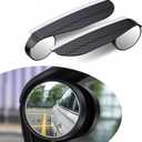 Blind Spot Mirrors, 2-in-1 Rearview Mirror Carbon Fiber Pattern Rain Eyebrow + HD Glass Round Blind Spot Mirror, Self-adhesive Auxiliary Mirror, for Most Car Models (Black)