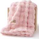 Bedsure 3D Fleece Bubble Blanket for Couch - GentleSoft Pink Throw Mothers Gifts Day Blanket for Sofa Bed Room Decor - Luxury Soft Cozy Gifts for Women Girls, Lightweight, All Seasons, Pink, 50"60"