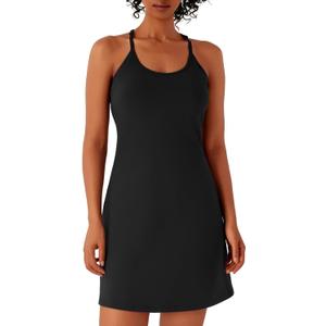 Womens Tennis Dress Athletic Dress with Built-in Shorts Pockets-Golf Workout Adjustable Straps Summer for Women Outfits (Black, L)