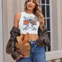 Baseball Tank Top Women Vintage Baseball Mom Tanks Baseball Season Graphic Tee Shirts Game Day Knit Crop Sleeveless Tops (White, M)