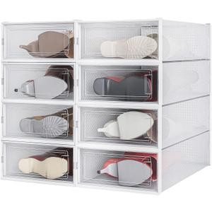 PARANTA 8-Piece Boot and Shoe Storage Box, Stackable Clear Plastic Shoe Box, Space-Saving Shoe Organizer for Boots, Sneakers, and High Heels, Clear PARANTA 8-Piece Boot and Shoe Storage Box, Stackable Clear Plastic Shoe Box, Space-Saving Shoe Organizer for Boots, Sneakers, and High Heels, Clear
