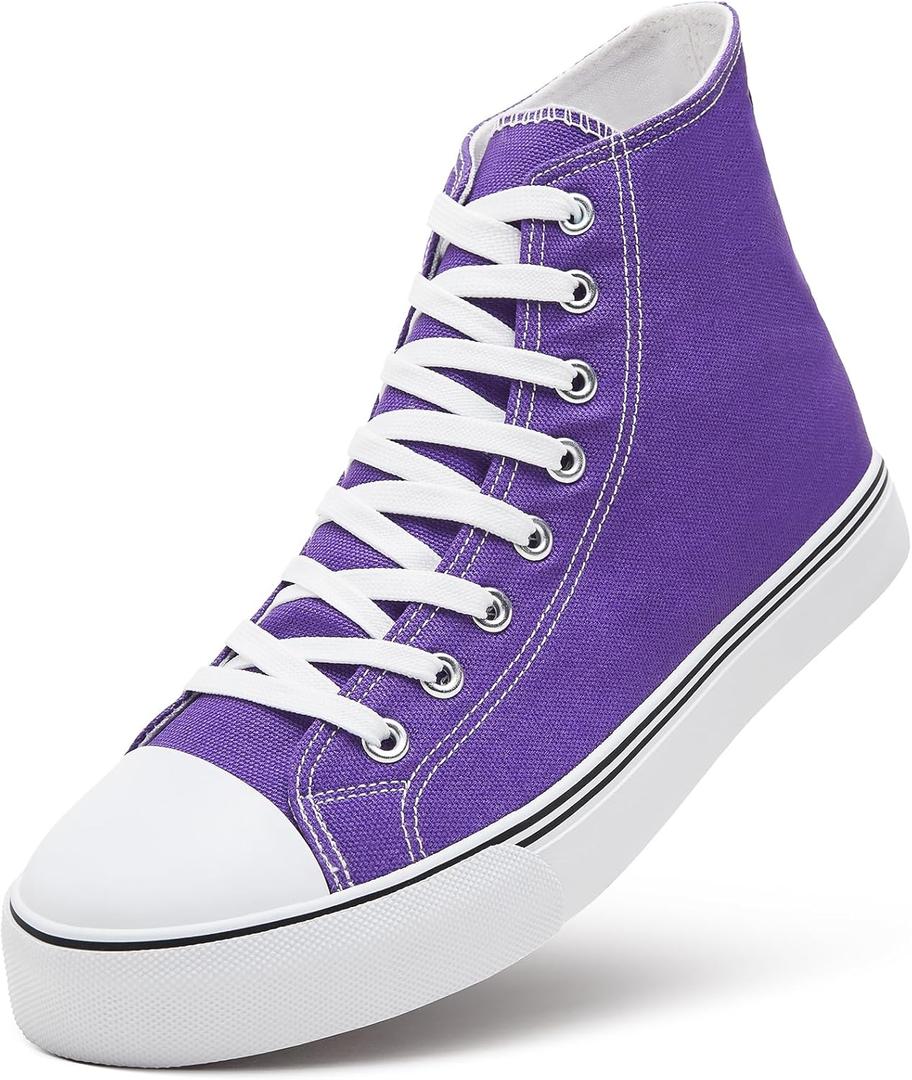 ZGR Men's High Top Canvas Sneakers Lace Up Classic Casual Walking Shoes (13, Purple)