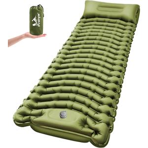 Sleeping Pad for Camping - Ultralight Camping Mattress with Pillow, Built-in Foot Pump, Compact Inflatable Portable Mat for Backpacking, Hiking, Car Traveling, Beach, Tent