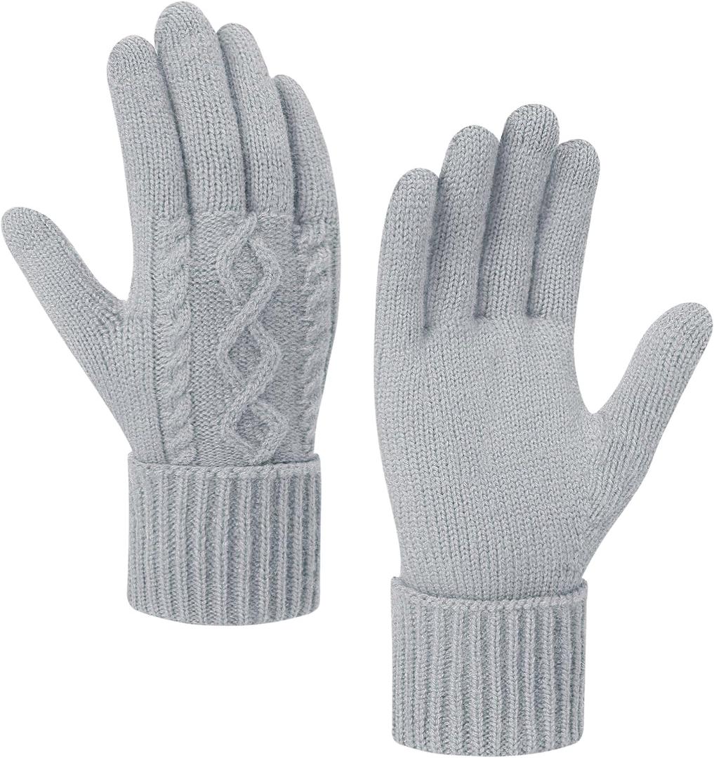 Winter Gloves Women - Warm Fleece Lined Winter Gloves with Touchscreen Fingers, Gloves for Women Cold Weather (Grey)