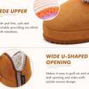 GPOS Womens House Knit Bootie Slippers Fuzzy Plush Lining Winter Ladies Warm Suede Fluff Slippers Lightweight Cozy Thick Memory Foam Comfortable Home Shoes Hard Bottom for Indoor Outdoor Size 5-11 (Khaki)