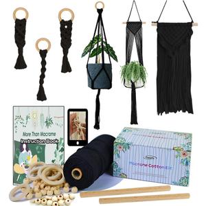 Ewparts Macrame Kit for Adults Beginner Macrame Plant Hanger Kit Macrame Supplier with Instruction Including 3mm Macrame Cord Wooden Beads and Rings for Plant Hanger Wall Hanging Decor