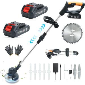 Cordless Weed Wacker,Electric Weed Eater,2 Batteries,Grass Trimmer Cordless,Weed Erimmer Black GCJ