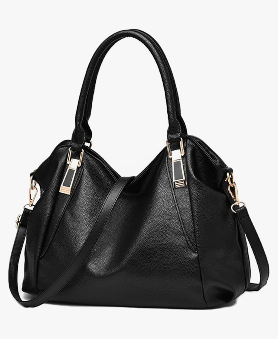 Women Barrel Handbags Fashion Satchel Bags Top Handle Shoulder Purses Vegan Leather Work Tote (Buffalo Black)