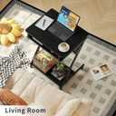 ALISENED Computer Desk for Small Spaces,23.6" Z-Shaped Compact Study Table with Smooth Keyboard Tray,with Wheels and Bottom Shelves for Home Office，Computer Cart Mobile Laptop Cart, 60*48*75 CM