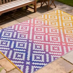 YONILE Outdoor Rug Waterproof for Patio,5x8 ft Outdoor Plastic Straw Rug,Reversible Plastic Area Rugs Mat Outside Carpet for RV, Deck, Porch, Picnic, Beach, Balcony