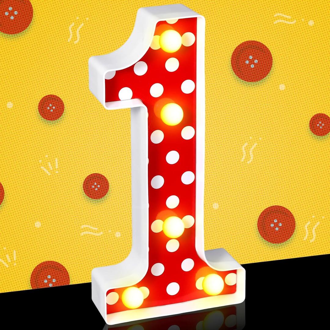 Mouse Birthday Decorations Marquee Light up Number Glowing Mouse Number Sign for 1st 2nd 3rd Boy Girl Kid Birthday Party Decorations Table Centerpieces Bedroom Wall Decor(Red Number 1)