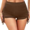 Yonique Women Swim Shorts High Waisted Swimsuit Shorts Tummy Control Bathing Suit Bottom Plus Size Boyshorts (Brown, XL)