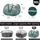 Collapsible Laundry Basket, 90L Foldable Pop Up Laundry Hamper with Handles, Mesh Dirty Clothes Hamper for Laundry, Bathroom, Kids Room, Dorm,Travel or Camping (Green, 2PCS)